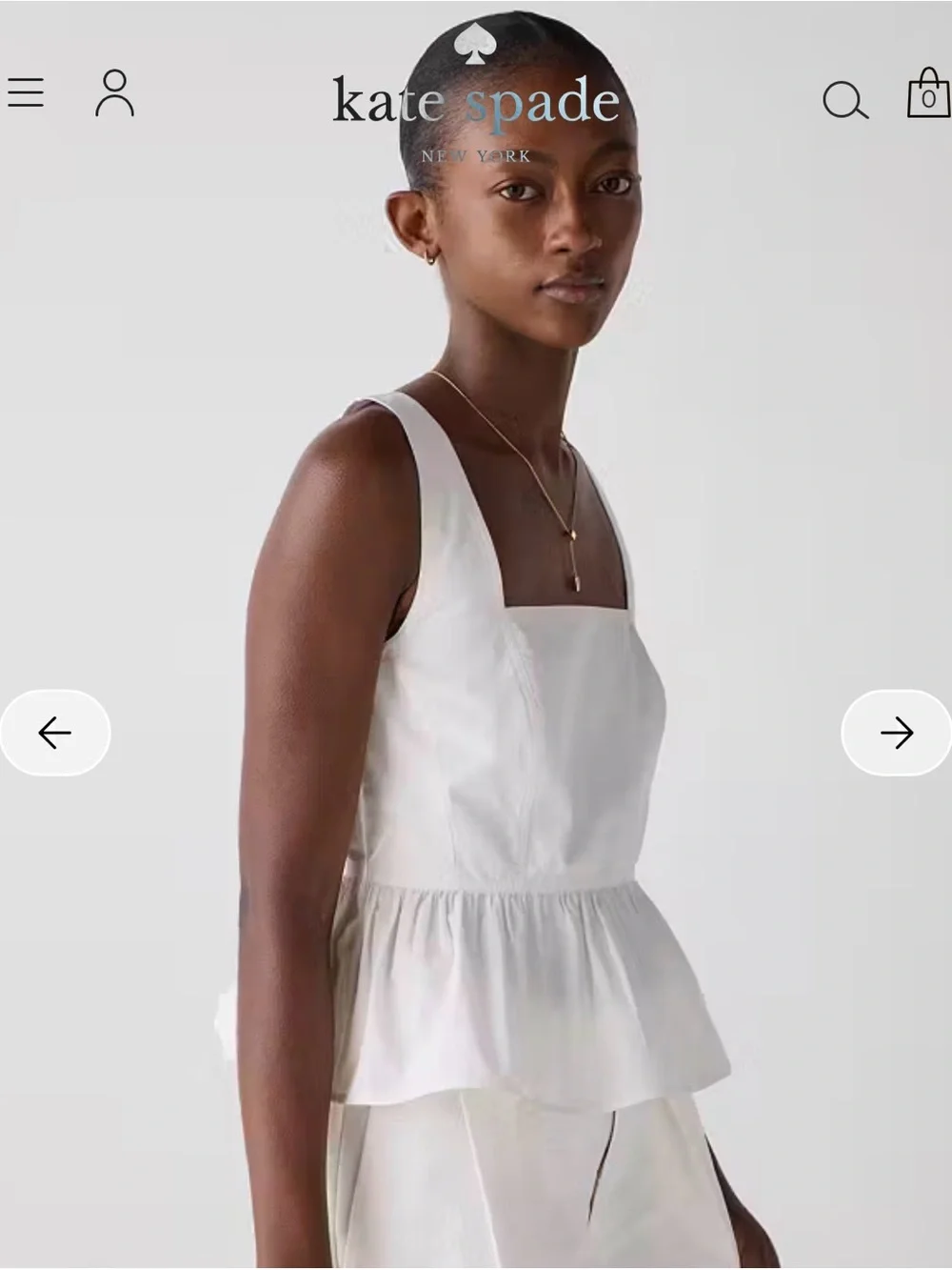 kate spade White Square-Neck Peplum Camisole